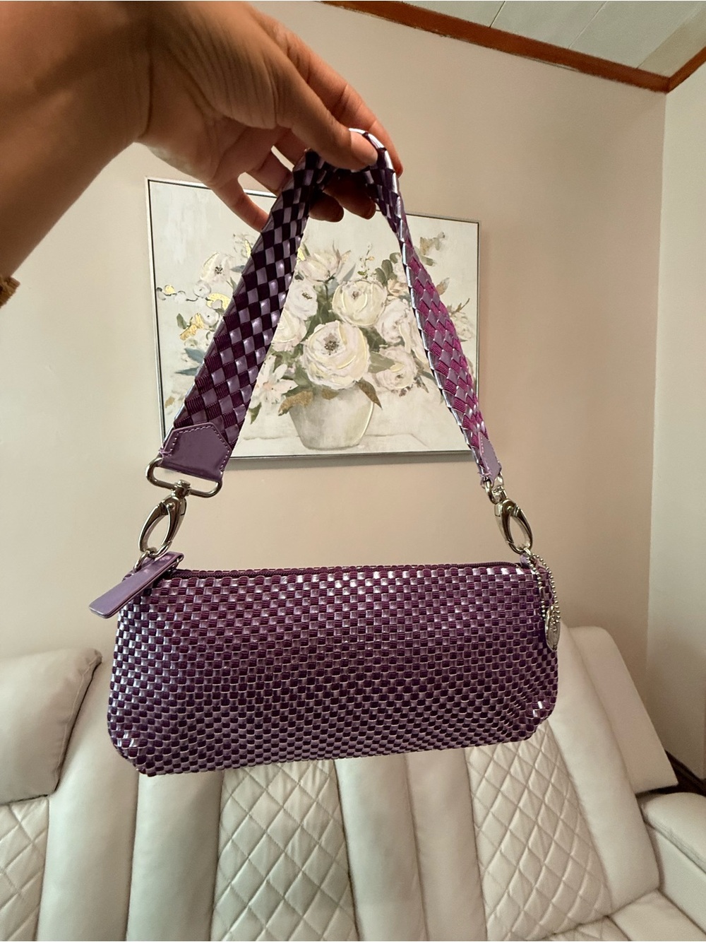 The Sak Purple Woven Shoulder Bag with Detachable Strap